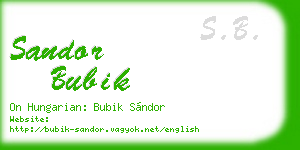 sandor bubik business card